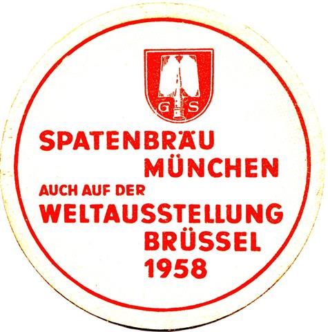 münchen m-by spaten spat rund 2ab (215-weltausstellung 1958-rot)